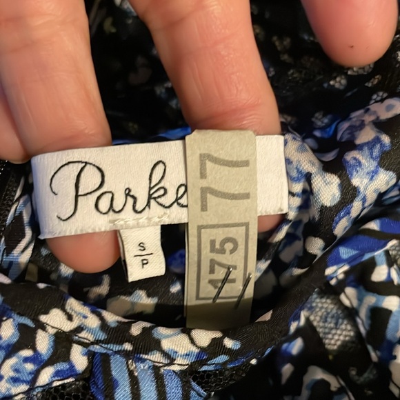 Parker Mirabella mesh insert dress in blue size small - Picture 7 of 8